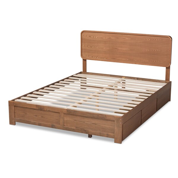 Baxton Studio Eleni Modern Ash Walnut Brown Finished Wood Queen Size 3-Drawer Storage Bed - 175-9429-9621-ZORO