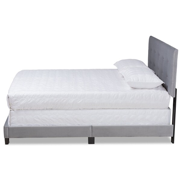 Baxton Studio Caprice Modern and Contemporary Glam Grey Velvet Fabric Full Size Panel Bed - 183-11260-ZORO