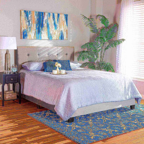 Baxton Studio Caprice Modern and Contemporary Glam Grey Velvet Fabric Full Size Panel Bed - 183-11260-ZORO