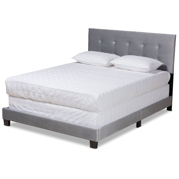 Baxton Studio Caprice Modern and Contemporary Glam Grey Velvet Fabric Full Size Panel Bed - 183-11260-ZORO