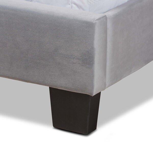 Baxton Studio Caprice Modern and Contemporary Glam Grey Velvet Fabric Full Size Panel Bed - 183-11260-ZORO