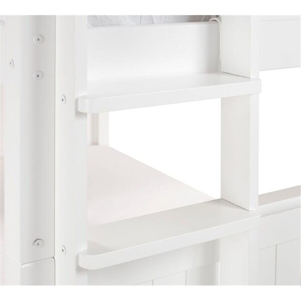 Betterbeds C1613L-TR Camaflexi Full Mission Headboard, End Ladder Over Bunk Bed with Trundle, White - Twin - BE203330