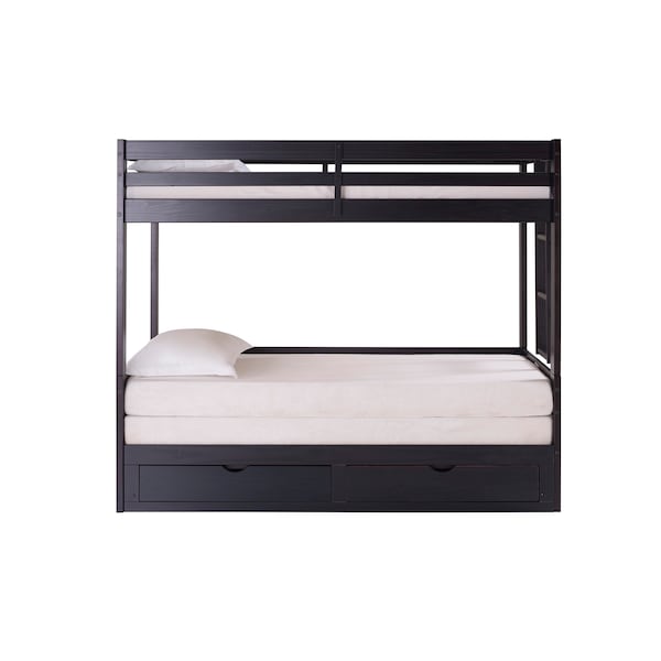 Alaterre Furniture Jasper Twin to King Extending Day Bed with Bunk Bed and Storage Drawers, Espresso - AJJP00P0