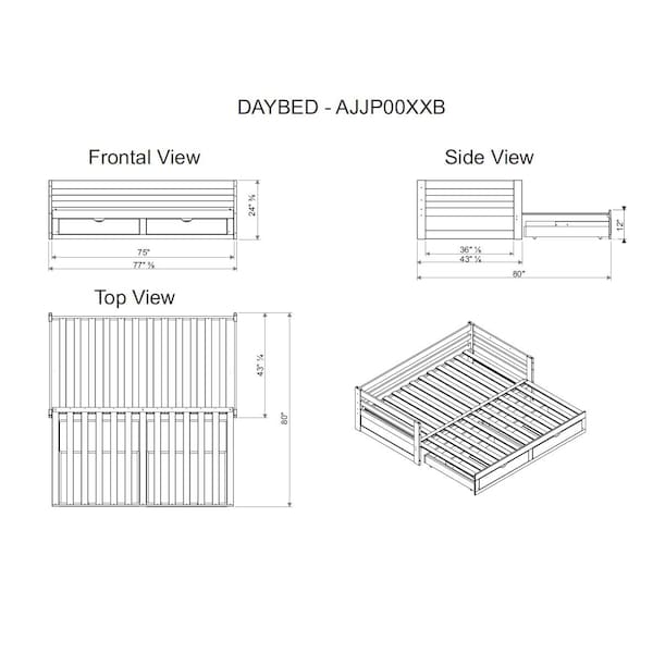 Alaterre Furniture Jasper Twin to King Extending Day Bed with Bunk Bed and Storage Drawers, Espresso - AJJP00P0