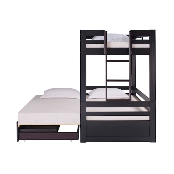Alaterre Furniture Jasper Twin to King Extending Day Bed with Bunk Bed and Storage Drawers, Espresso - AJJP00P0