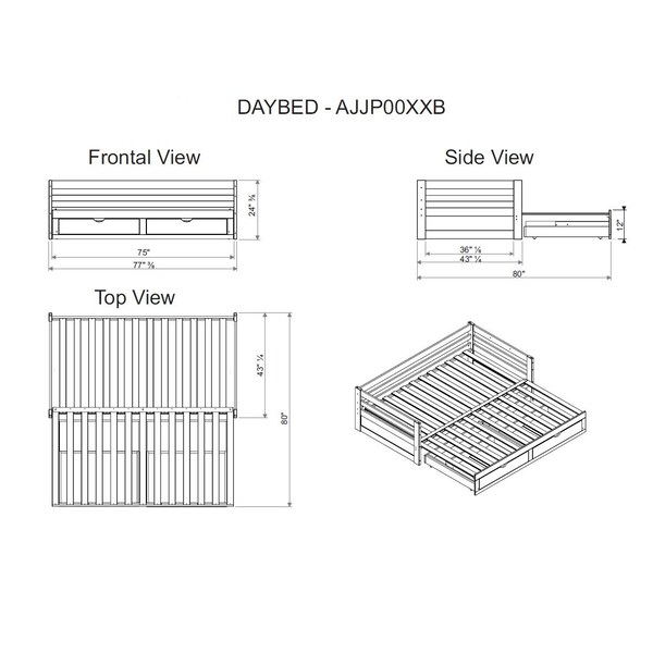Alaterre Furniture Jasper Twin to King Extending Day Bed with Bunk Bed and Storage Drawers, Espresso - AJJP00P0