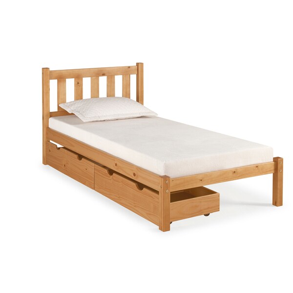 Alaterre Furniture Poppy Twin Wood Platform Bed with Storage Drawers, Cinnamon - AJPP10CIS