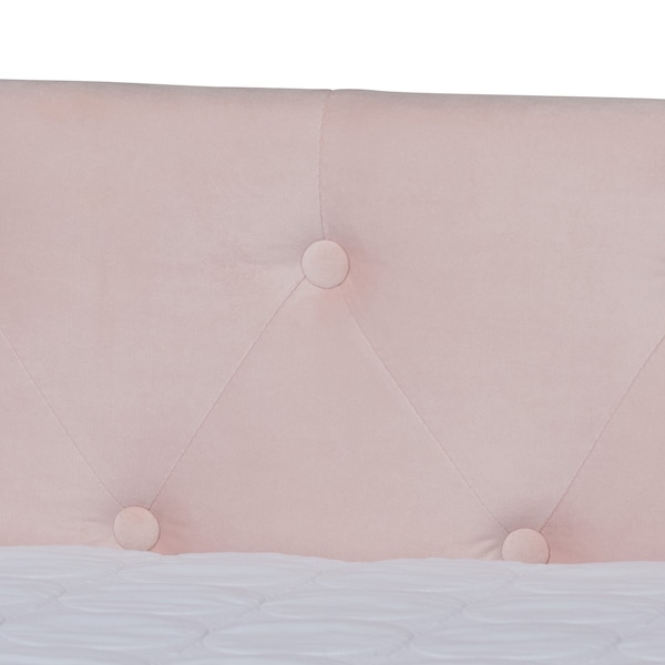 Baxton Studio Larkin Modern and Contemporary Pink Velvet Fabric Queen Size Daybed with Trundle - 187-11465-ZORO