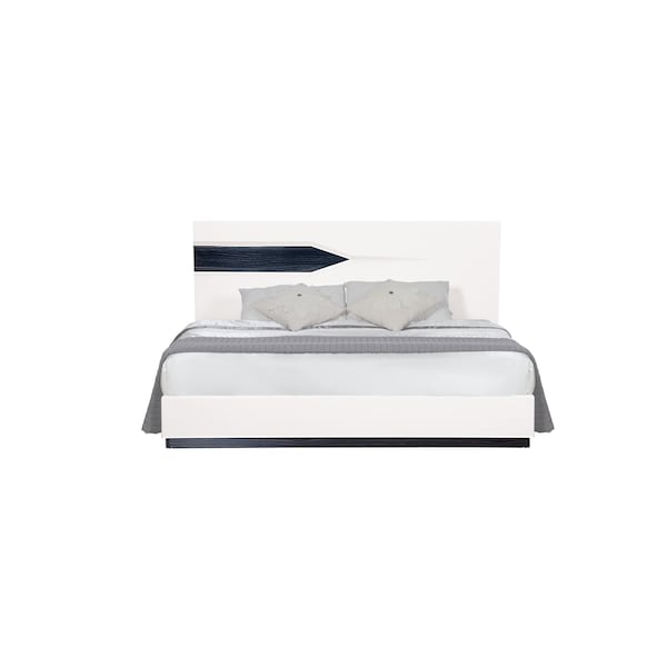 Global Furniture Usa Contemporary High Gloss Hudson White Queen Bed - 3208