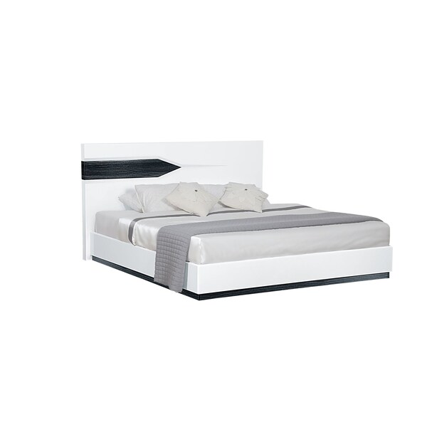 Global Furniture Usa Contemporary High Gloss Hudson White Queen Bed - 3208