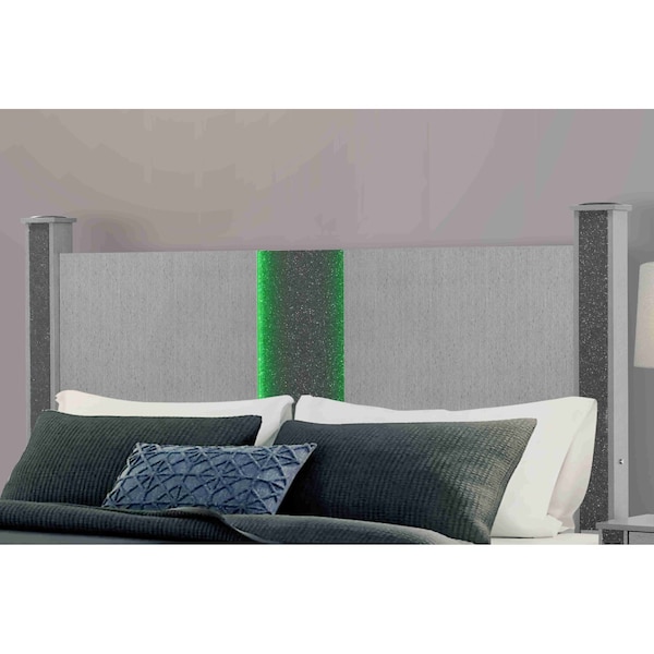 Global Furniture Usa Contemporary Logan Silver Queen Bed Group W/ Led And Speakers - 7405