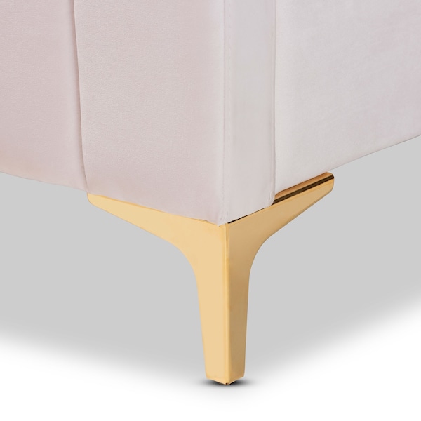 Baxton Studio Nami Modern Glam and Luxe Light Pink Velvet Fabric and Gold Finished King Size Platform Bed - 174-11186-ZORO