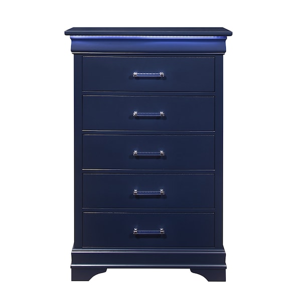 Global Furniture Usa Traditional Glam Rich Blue W /LED Charlie Blue Full Bed Group With Led - 2779
