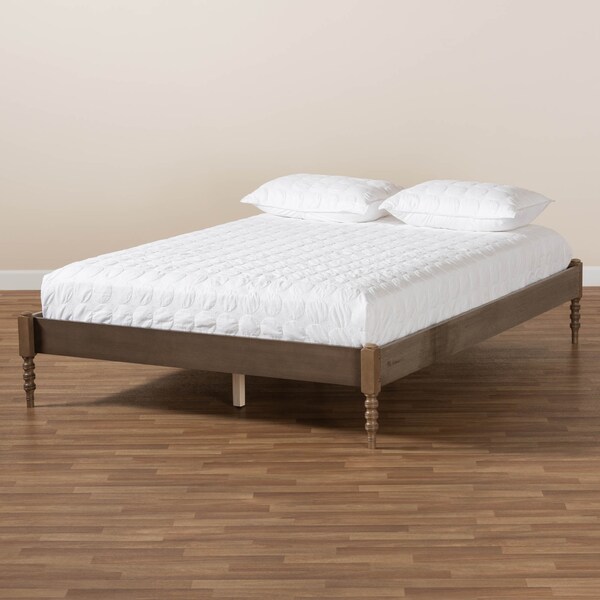 Baxton Studio Cielle Weathered Grey Oak Finished Wood King Size Platform Bed Frame - 161-10192