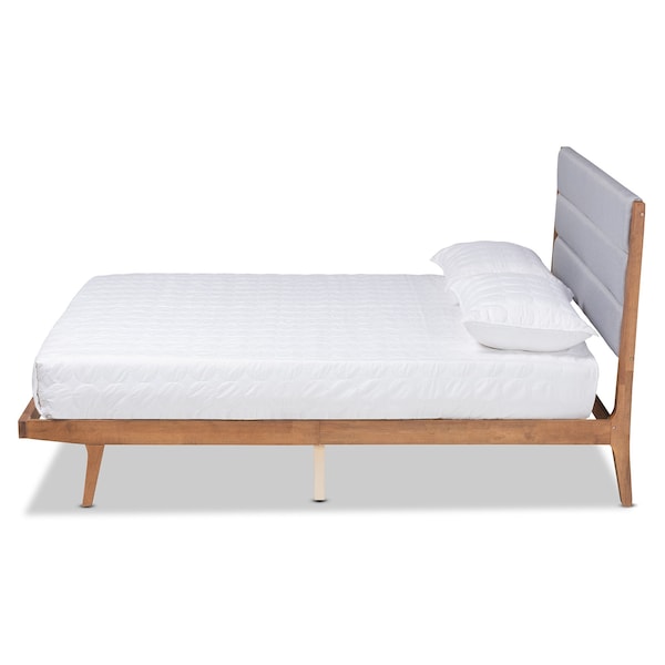 Baxton Studio Jarlan ModernGrey Fabric Upholstered and Walnut Brown Finished Wood Platform Bed-Full - 197-11579-ZORO