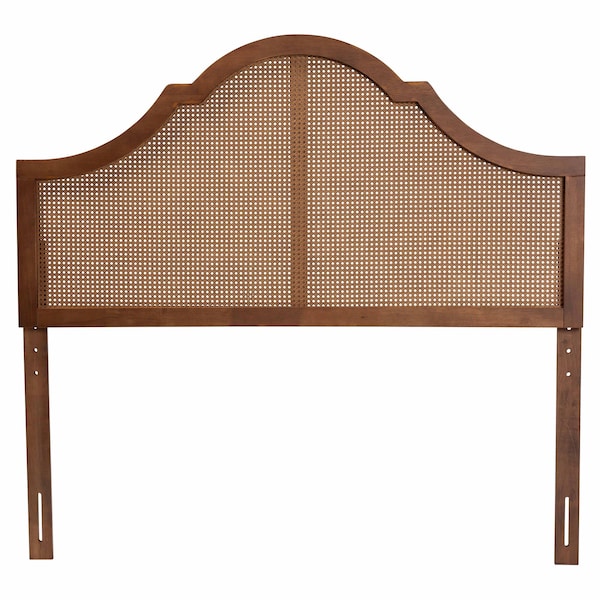 Baxton Studio Camila Classic and Traditional Ash Walnut Finished Wood Queen Size Headboard with Rattan - 238-12668-ZORO