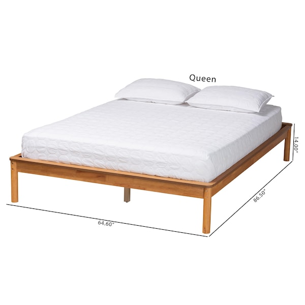 Baxton Studio Efren Mid-Century Modern Honey Oak Finished Wood King Size Bed Frame - 236-12786-ZORO