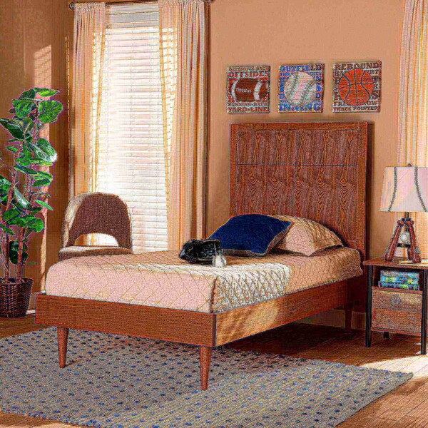 Baxton Studio Rin Mid-Century Modern Walnut Brown Finished Wood Twin Size Platform Bed - 186-11138-11158-ZORO