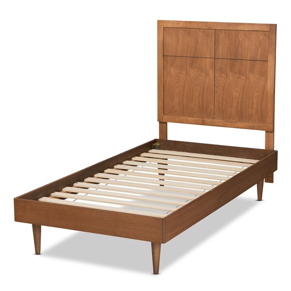 Baxton Studio Rin Mid-Century Modern Walnut Brown Finished Wood Twin Size Platform Bed - 186-11138-11158-ZORO