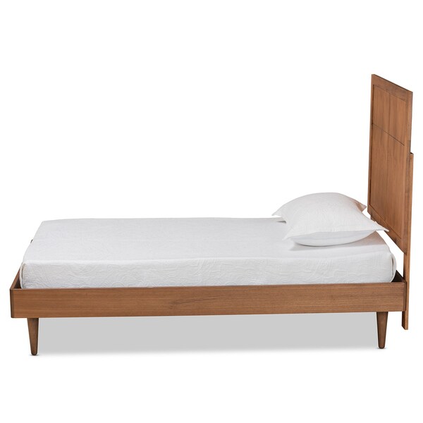 Baxton Studio Rin Mid-Century Modern Walnut Brown Finished Wood Twin Size Platform Bed - 186-11138-11158-ZORO