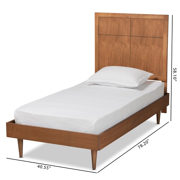 Baxton Studio Rin Mid-Century Modern Walnut Brown Finished Wood Twin Size Platform Bed - 186-11138-11158-ZORO