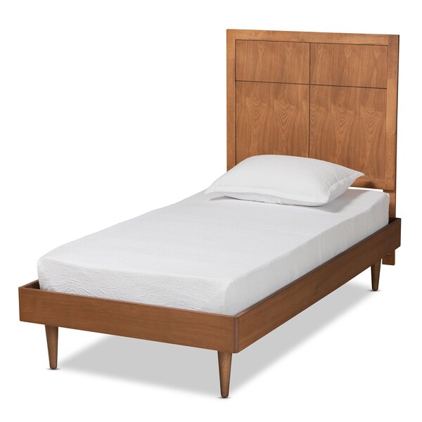 Baxton Studio Rin Mid-Century Modern Walnut Brown Finished Wood Twin Size Platform Bed - 186-11138-11158-ZORO