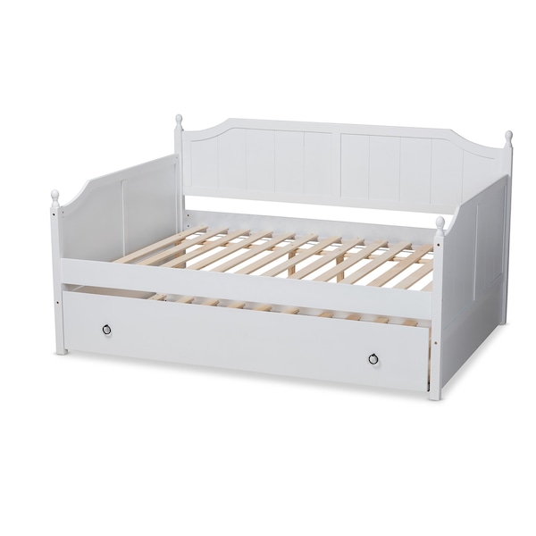 Baxton Studio Millie Cottage Farmhouse White Finished Wood Full Size Daybed with Trundle - 179-11169-ZORO
