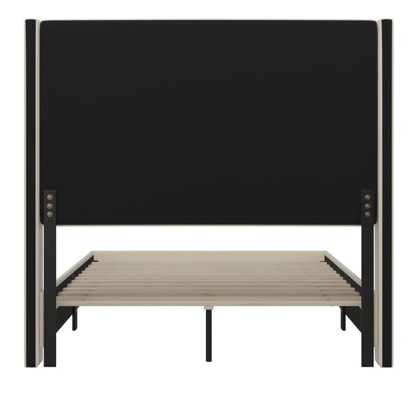 Flash Furniture Beige Full Platform Bed with Tufted Headboard - YK-1077-BEIGE-F-GG