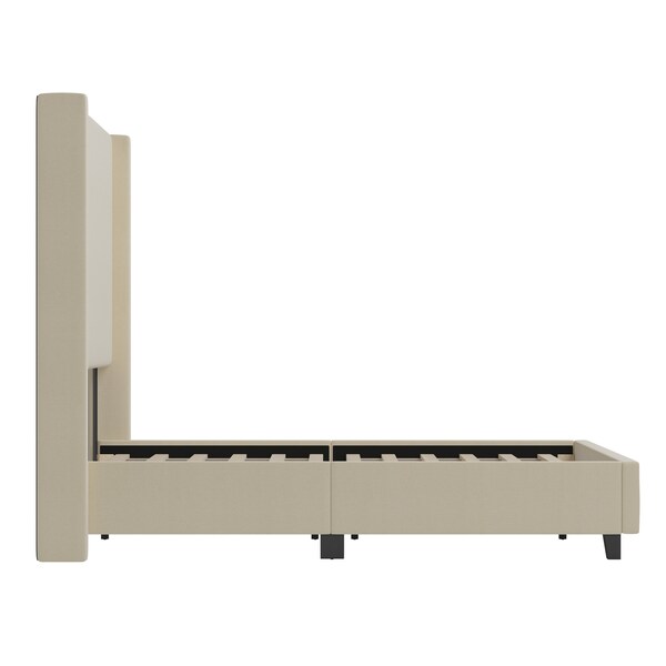 Flash Furniture Beige Full Platform Bed with Tufted Headboard - YK-1077-BEIGE-F-GG