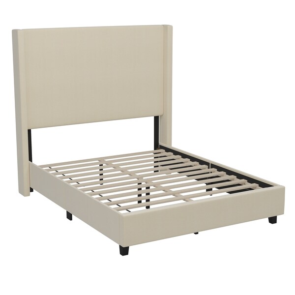 Flash Furniture Beige Full Platform Bed with Tufted Headboard - YK-1077-BEIGE-F-GG
