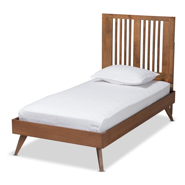 Baxton Studio Takeo Mid-Century Modern Transitional Ash Walnut Finished Wood Twin Size Platform Bed - 180-11150-11159-ZORO