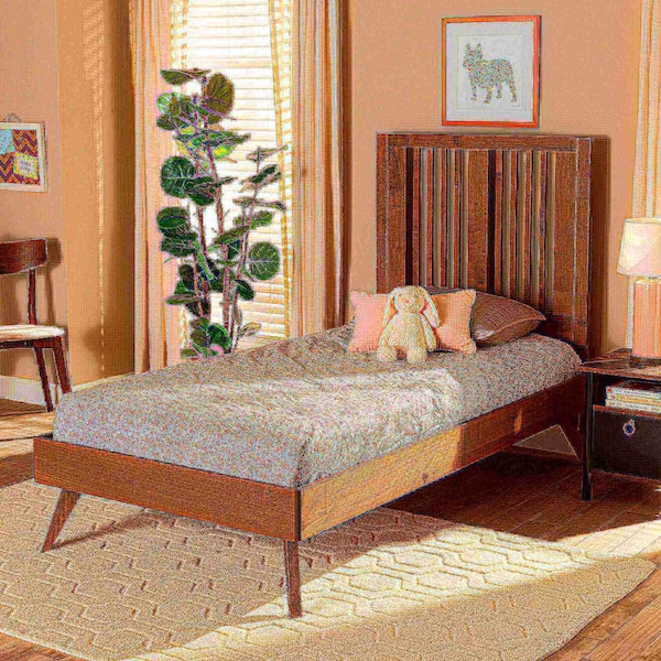 Baxton Studio Takeo Mid-Century Modern Transitional Ash Walnut Finished Wood Twin Size Platform Bed - 180-11150-11159-ZORO
