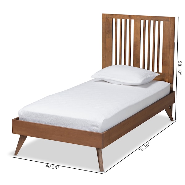 Baxton Studio Takeo Mid-Century Modern Transitional Ash Walnut Finished Wood Twin Size Platform Bed - 180-11150-11159-ZORO