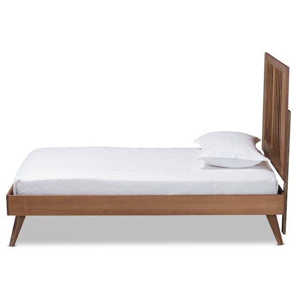 Baxton Studio Takeo Mid-Century Modern Transitional Ash Walnut Finished Wood Twin Size Platform Bed - 180-11150-11159-ZORO