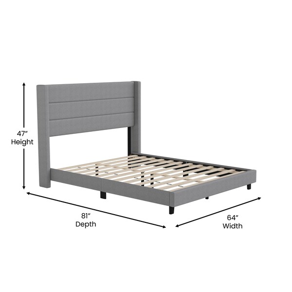 Flash Furniture Gray Queen Platform Bed with Headboard - YK-1078-GY-Q-GG