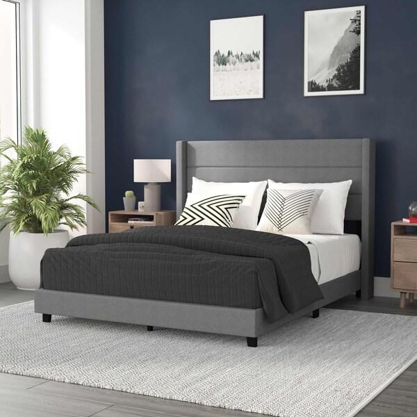 Flash Furniture Gray Queen Platform Bed with Headboard - YK-1078-GY-Q-GG