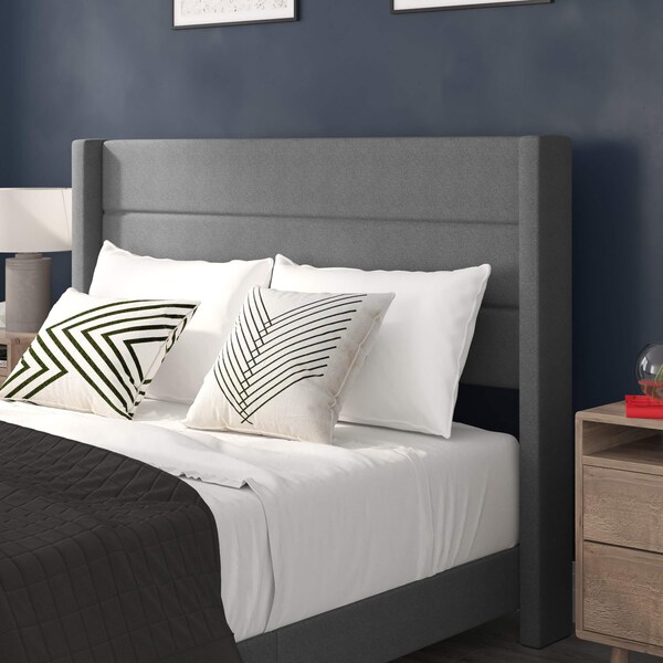 Flash Furniture Gray Queen Platform Bed with Headboard - YK-1078-GY-Q-GG