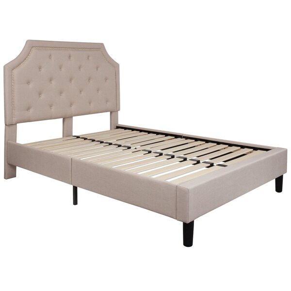Flash Furniture Full Size Beige Fabric Platform Bed with Mattress - SL-BM10-2-GG
