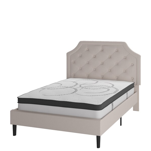 Flash Furniture Full Size Beige Fabric Platform Bed with Mattress - SL-BM10-2-GG