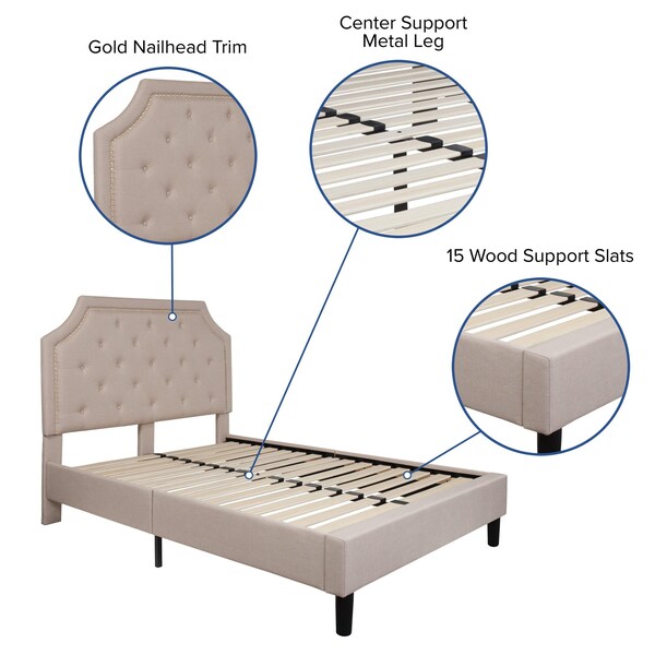 Flash Furniture Full Size Beige Fabric Platform Bed with Mattress - SL-BM10-2-GG