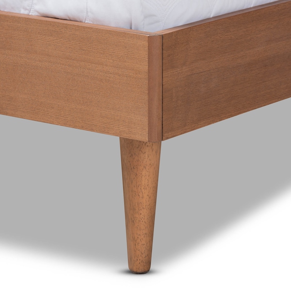 Baxton Studio Rina Walnut Finished and Rattan Full Size Platform Bed with Headboard - 159-9812-9813