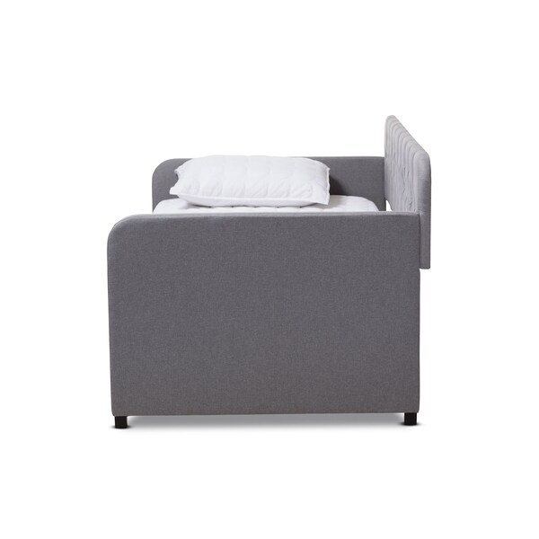 Baxton Studio Camelia Grey Twin Size Sofa Daybed with Roll-Out Trundle Bed - 150-9014
