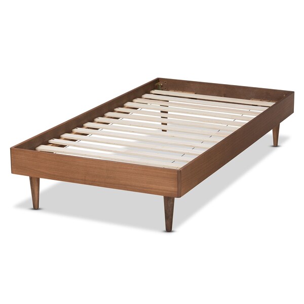 Baxton Studio Rina Mid-Century Modern Ash Walnut Finished Wood Twin Size Platform Bed Frame - 180-11158-ZORO