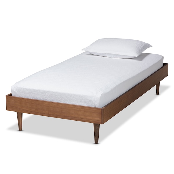 Baxton Studio Rina Mid-Century Modern Ash Walnut Finished Wood Twin Size Platform Bed Frame - 180-11158-ZORO
