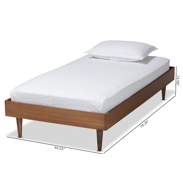 Baxton Studio Rina Mid-Century Modern Ash Walnut Finished Wood Twin Size Platform Bed Frame - 180-11158-ZORO