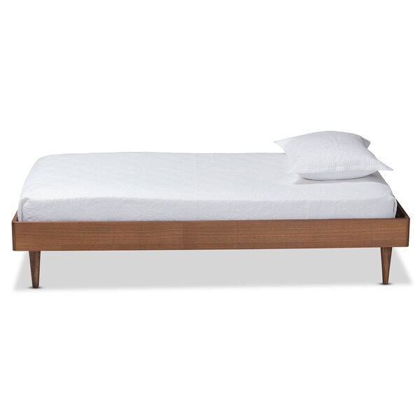 Baxton Studio Rina Mid-Century Modern Ash Walnut Finished Wood Twin Size Platform Bed Frame - 180-11158-ZORO