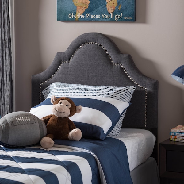 Baxton Studio Rita Modern Dark Grey Upholstered Twin Size Headboard - 125-6986