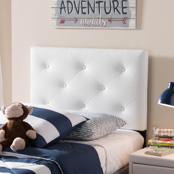 Baxton Studio Baltimore Modern White Faux Leather Upholstered Twin Size Headboard - 125-6962