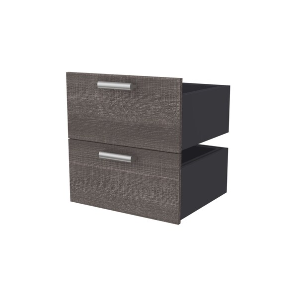 Bestar Cielo 105W Queen Murphy Bed with Floating Shelves and Drawers (104W), Bark Grey & White - 80881-47