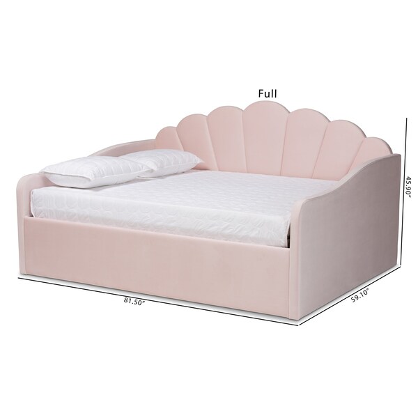 Baxton Studio Timila Modern and Contemporary Light Pink Velvet Fabric Upholstered Queen Size Daybed - 213-11552-ZORO